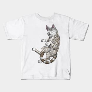 Silver-Amber Tabby Shorthair Kids T-Shirt